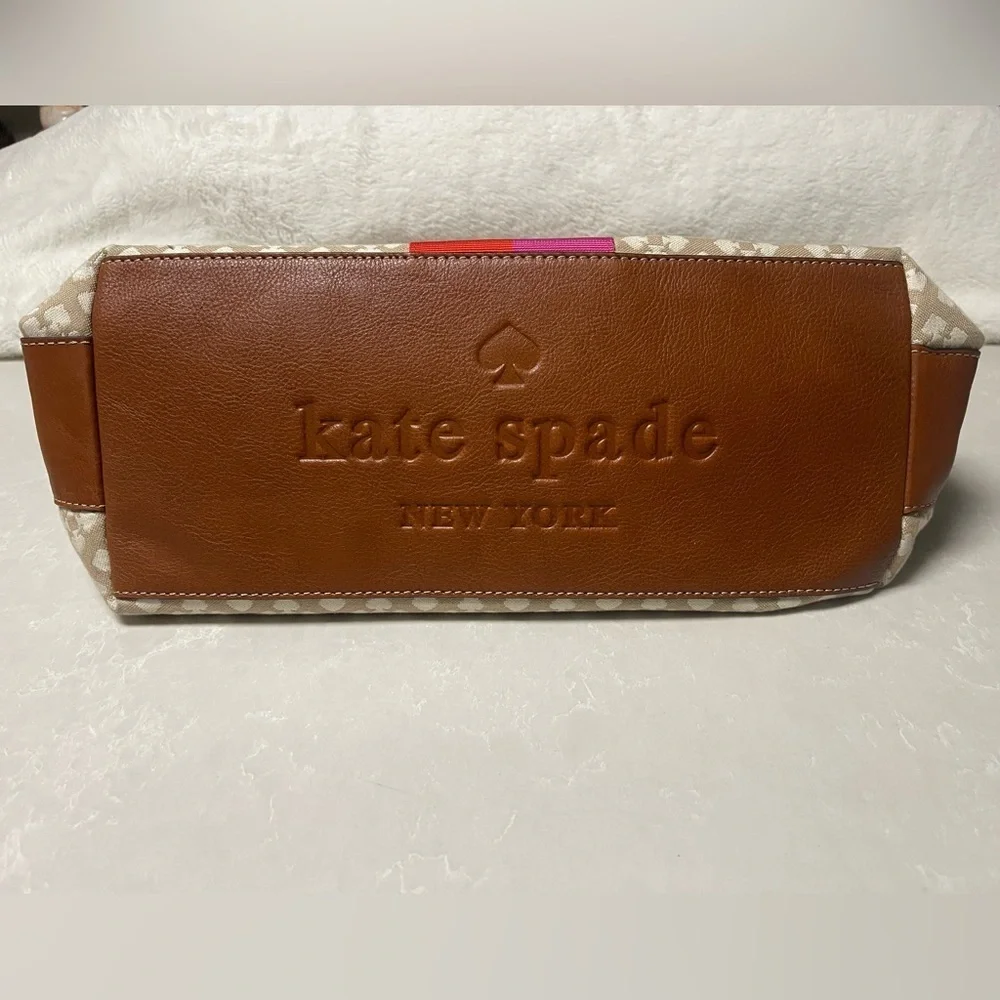 EUC Kate Spade New York Beige/Brown Canvas and Leather Stevie Bag